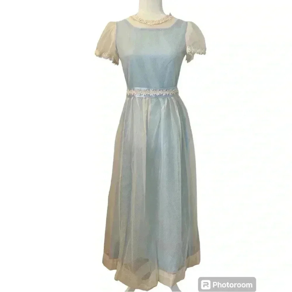 Vintage Handmade Girls Size L/XL Cottagecore White Dress